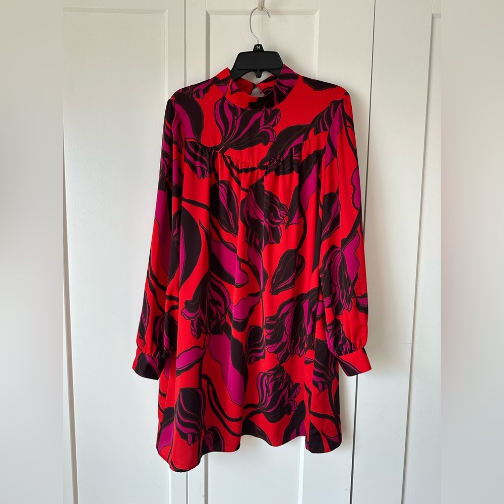 Who What Wear Red and Pink Floral Dress